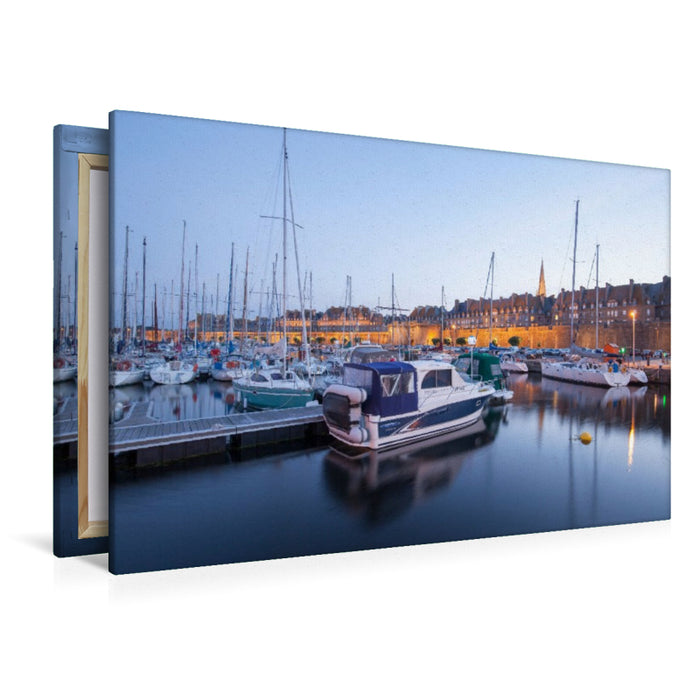 Premium Textil-Leinwand Jachthafen von Saint Malo