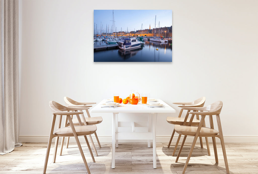 Premium Textil-Leinwand Jachthafen von Saint Malo