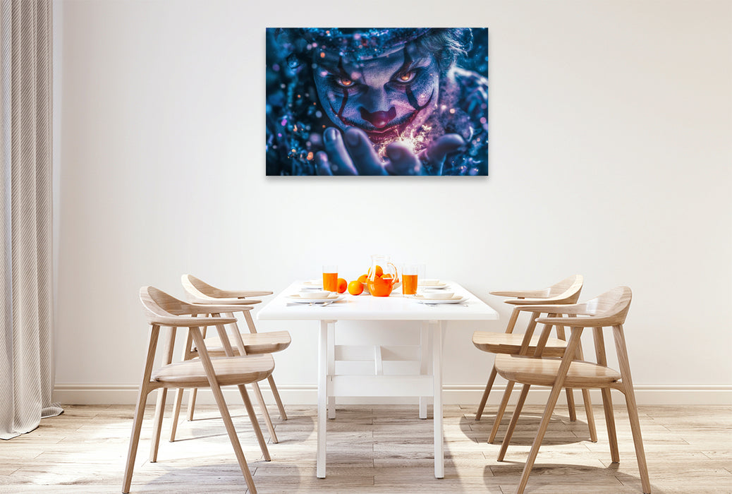 Premium Textil-Leinwand Er lachte, aber seine Augen waren tot