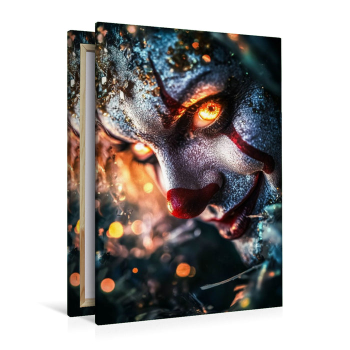 Premium Textil-Leinwand Der Clown kam nur nachts, wenn das Kinderzimmer dunkel war