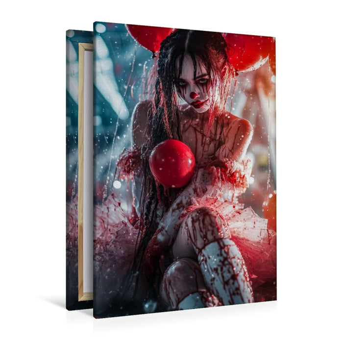 Premium Textil-Leinwand Unter dem Bett lagen nur rote Nasen und Puppen mit aufgerissenen Mündern