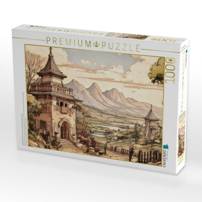 Wehrhafte Türme säumen den Weg über das Land. - CALVENDO Foto-Puzzle'