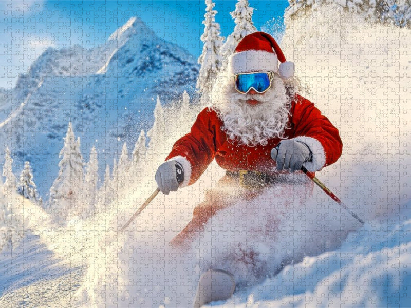 Hui - der Weihnachtsmann hat es wohl eilig - CALVENDO Foto-Puzzle'