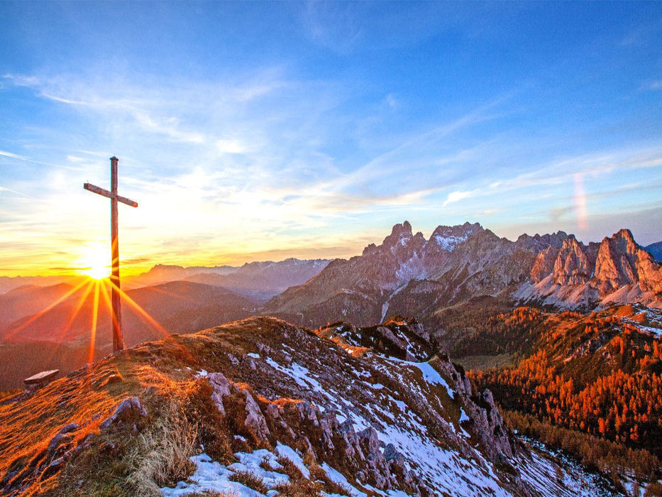 Gipfelkreuz im Sonnenlicht - CALVENDO Foto-Puzzle'