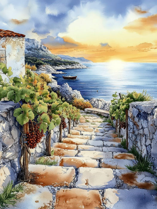 Weinreben schmücken den Weg an die Küste - CALVENDO Foto-Puzzle'