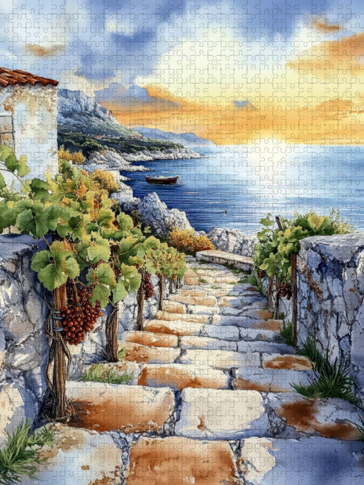 Weinreben schmücken den Weg an die Küste - CALVENDO Foto-Puzzle'