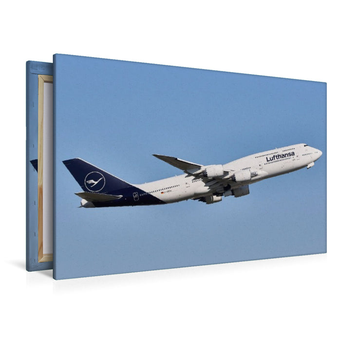 Premium Textil-Leinwand D-ABYA - Lufthansa - Boeing 747-800 "Brandenburg" Farnkfurt Airport