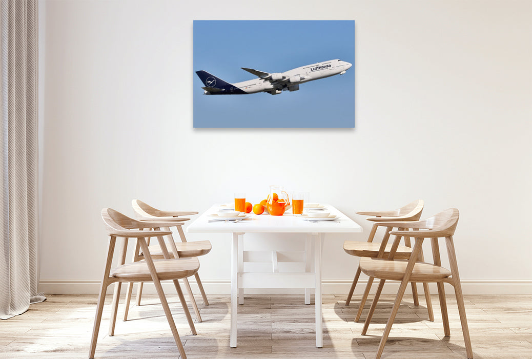 Premium Textil-Leinwand D-ABYA - Lufthansa - Boeing 747-800 "Brandenburg" Farnkfurt Airport