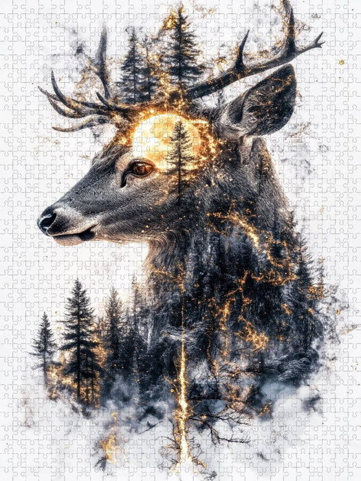 Hirsch Mond - CALVENDO Foto-Puzzle'