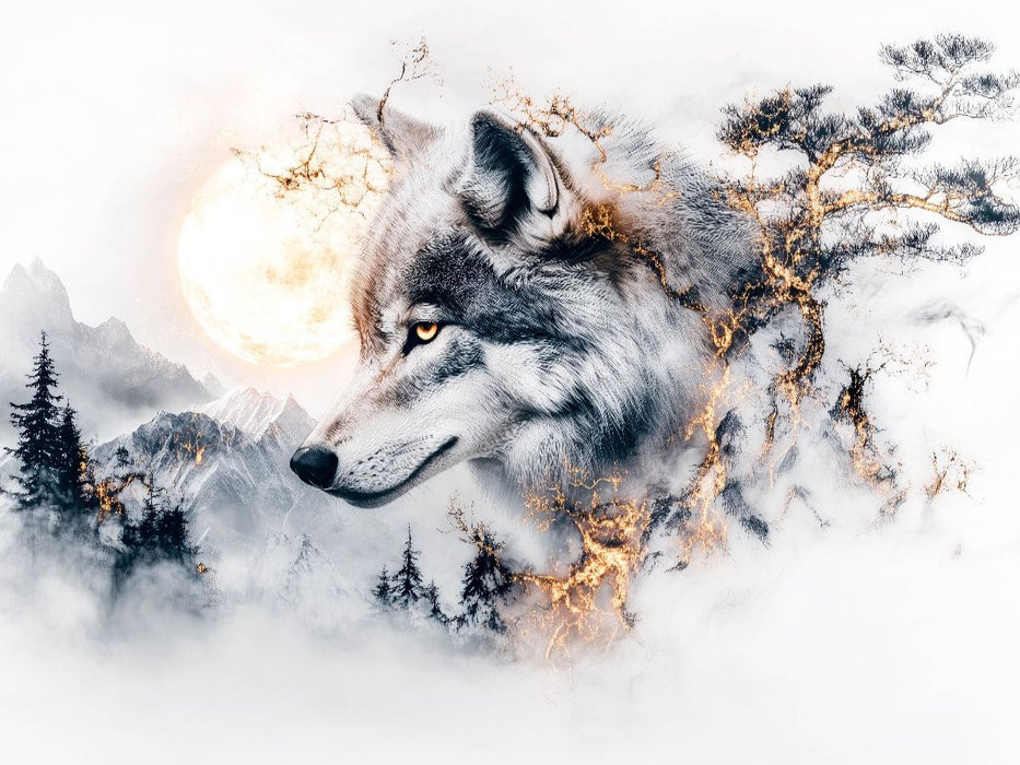 Im Schatten des Mondlichts erwacht der Wolf zum Leben - CALVENDO Foto-Puzzle'
