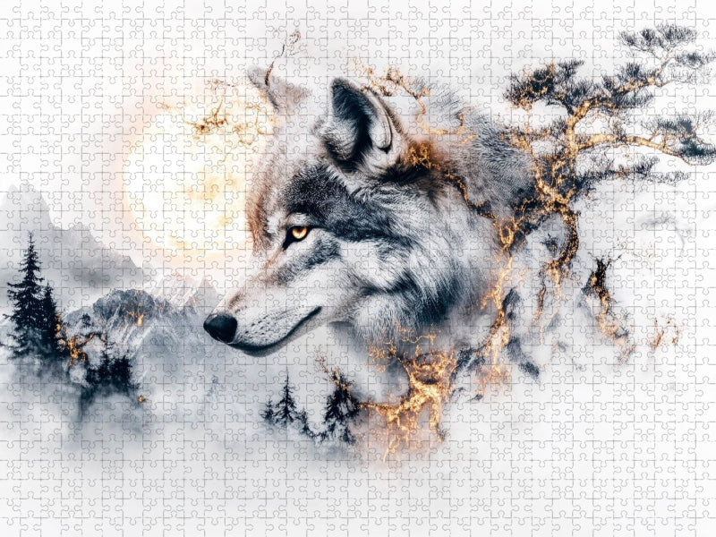 Im Schatten des Mondlichts erwacht der Wolf zum Leben - CALVENDO Foto-Puzzle'