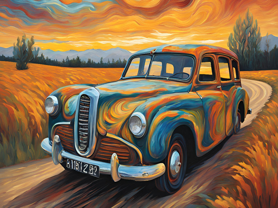 Oldtimer im Stil von van Gogh - CALVENDO Foto-Puzzle'