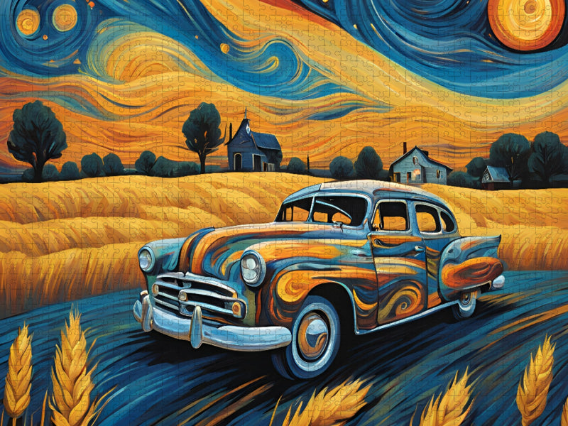 Oldtimer im Stil von van Gogh - CALVENDO Foto-Puzzle'