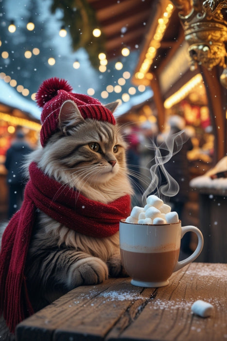 Premium Textil-Leinwand Winterkatze mit heißem Kakao – niedliches Weihnachtsbild für Katzenfreunde

Winterkatze mit heißer Schokolade – gemütliches Weihnachtsmotiv mit Marshmallows

Winterkatze mit heißer Schokolade