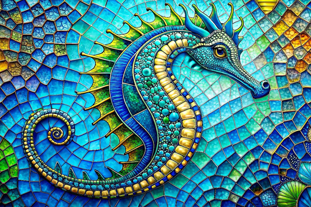 Premium Textil-Leinwand Seepferdchen