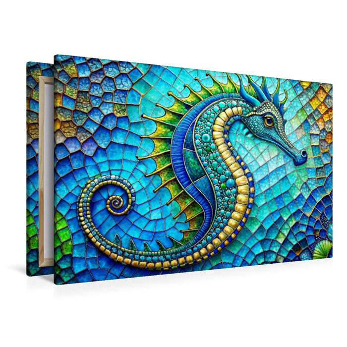 Premium Textil-Leinwand Seepferdchen