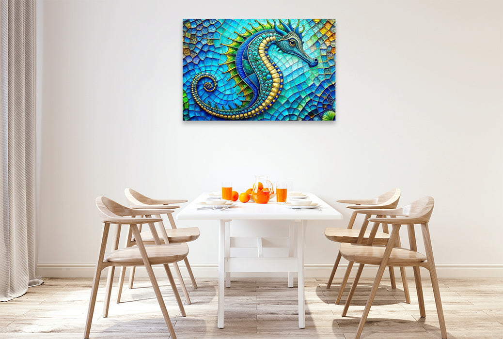 Premium Textil-Leinwand Seepferdchen