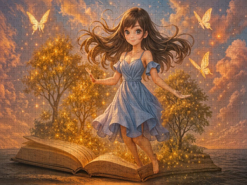 Animewelt Heldin zwischen Seiten - CALVENDO Foto-Puzzle'