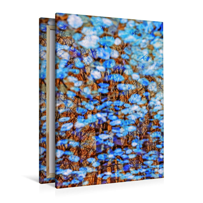 Premium Textil-Leinwand Blaues Flüstern auf goldener Haut