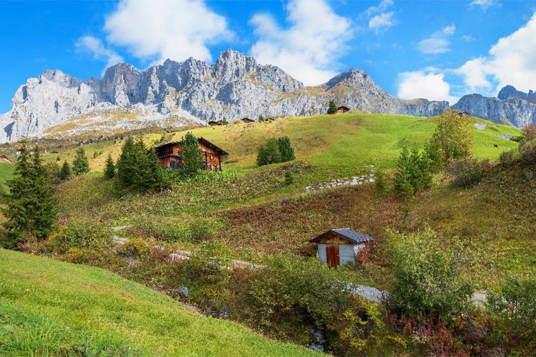 Premium Textil-Leinwand Partnun und Scheienfluh