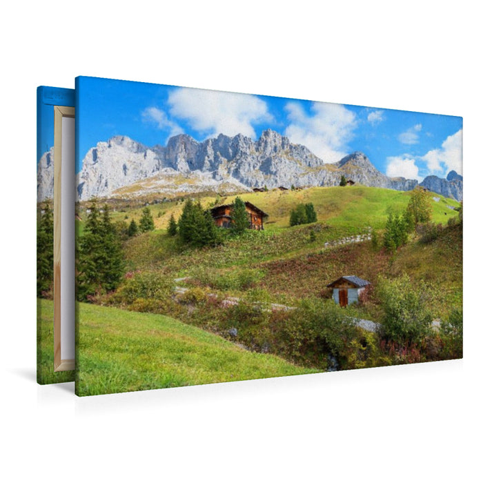 Premium Textil-Leinwand Partnun und Scheienfluh