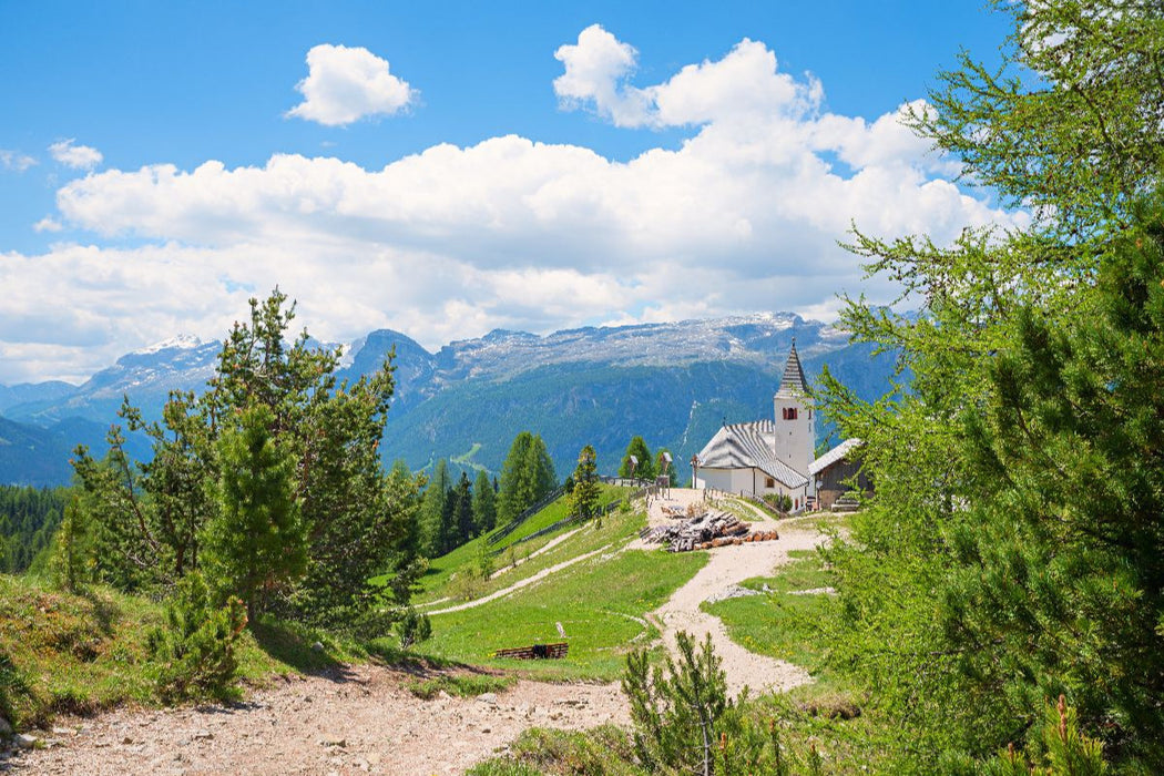 Premium Textil-Leinwand Chiesa Santa Croce am Heiligkreuzkofel