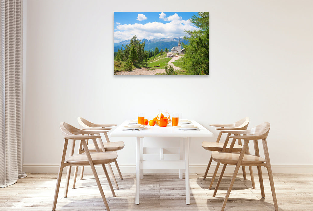 Premium Textil-Leinwand Chiesa Santa Croce am Heiligkreuzkofel