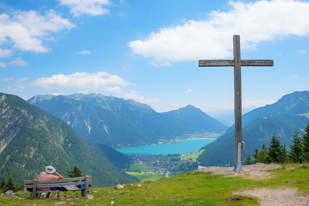 Premium Textil-Leinwand Rast am Feilkopf Gipfel