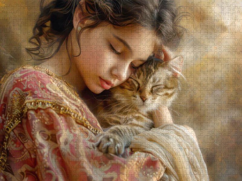 Eine kindliche Liebe zu Tieren - CALVENDO Foto-Puzzle'