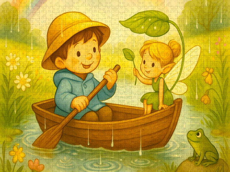 Bootsfahrt durch Regenpfützen - CALVENDO Foto-Puzzle'