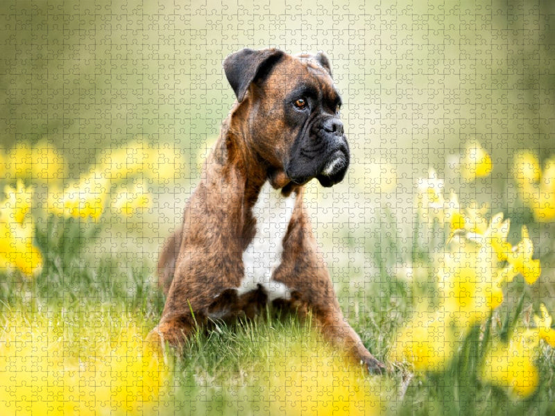 Boxer im Blütenrausch - CALVENDO Foto-Puzzle'