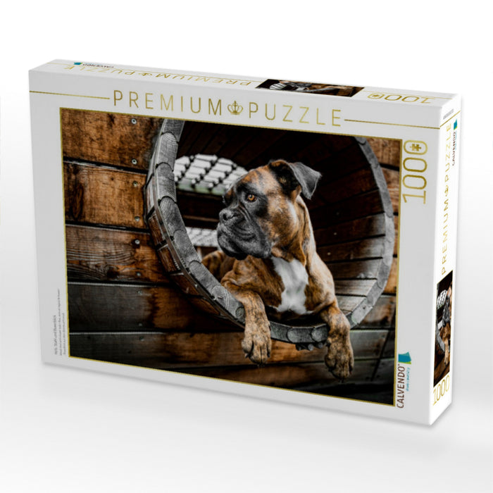 Holz, Stahl und Boxerblick - CALVENDO Foto-Puzzle'