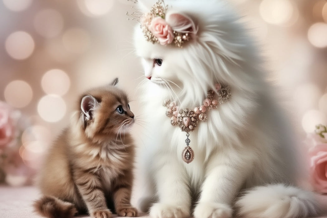 Premium Textil-Leinwand Katzenmomente