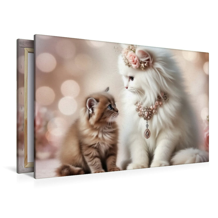 Premium Textil-Leinwand Katzenmomente