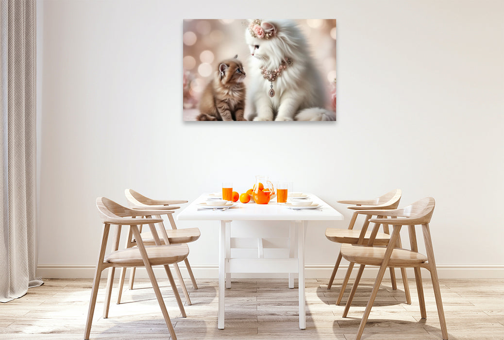Premium Textil-Leinwand Katzenmomente