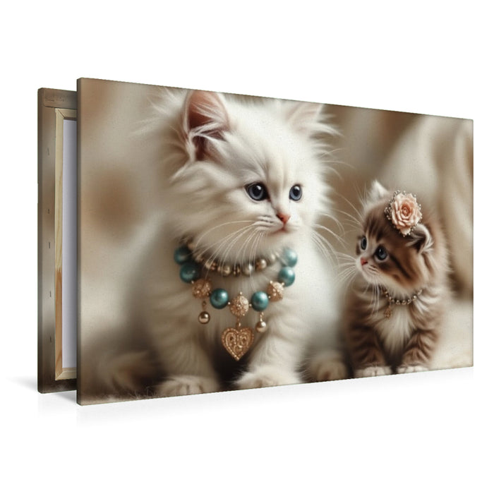 Premium Textil-Leinwand Katzenmomente
