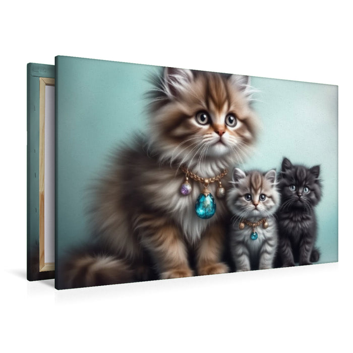 Premium Textil-Leinwand Katzenmomente
