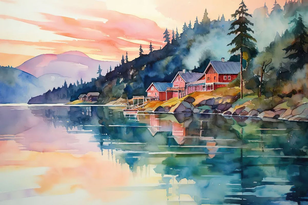 Premium Textil-Leinwand Sonnenuntergang im April