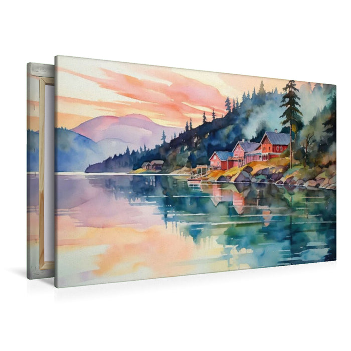 Premium Textil-Leinwand Sonnenuntergang im April