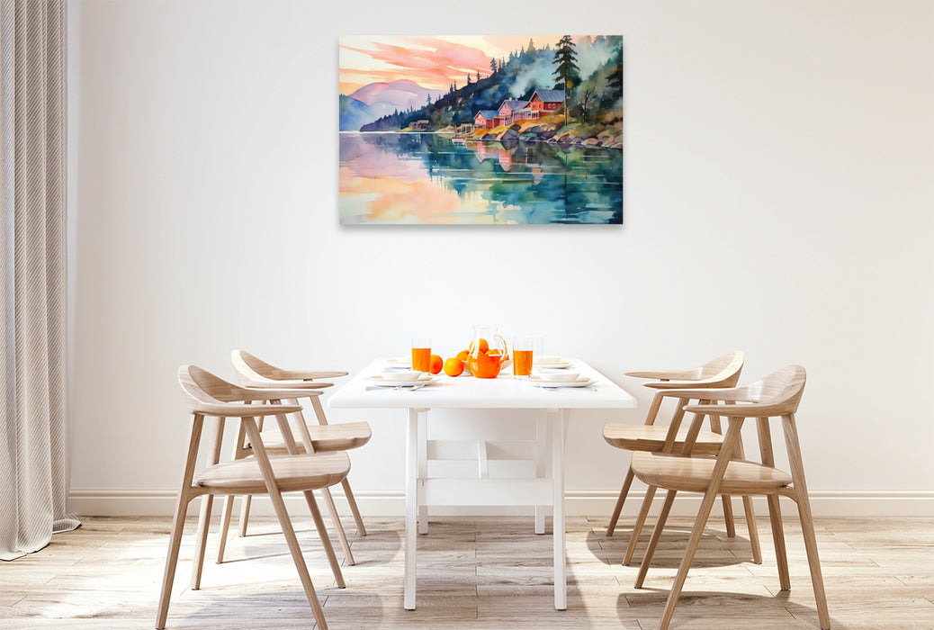 Premium Textil-Leinwand Sonnenuntergang im April