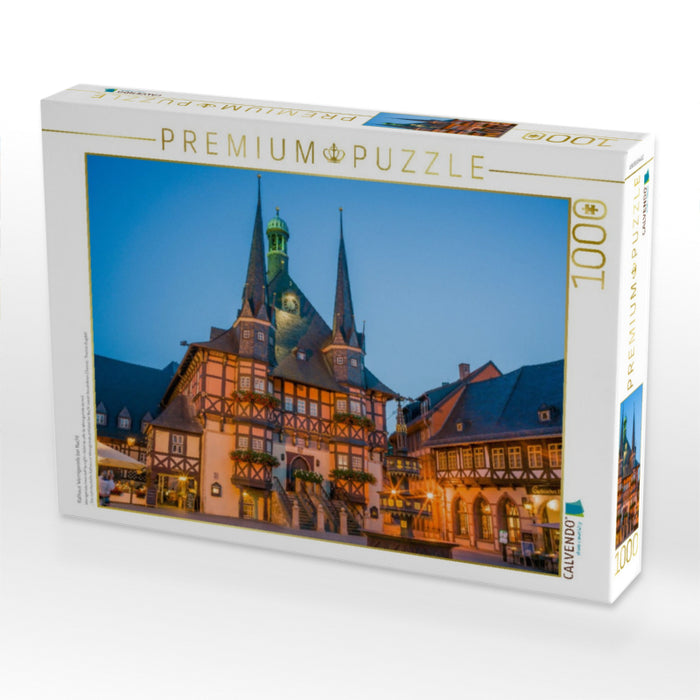 Rathaus Wernigerode bei Nacht - CALVENDO Foto-Puzzle'
