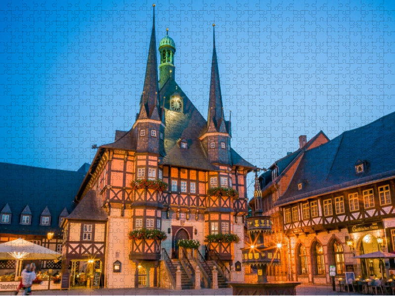 Rathaus Wernigerode bei Nacht - CALVENDO Foto-Puzzle'