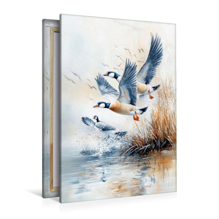 Premium Textil-Leinwand Gänse