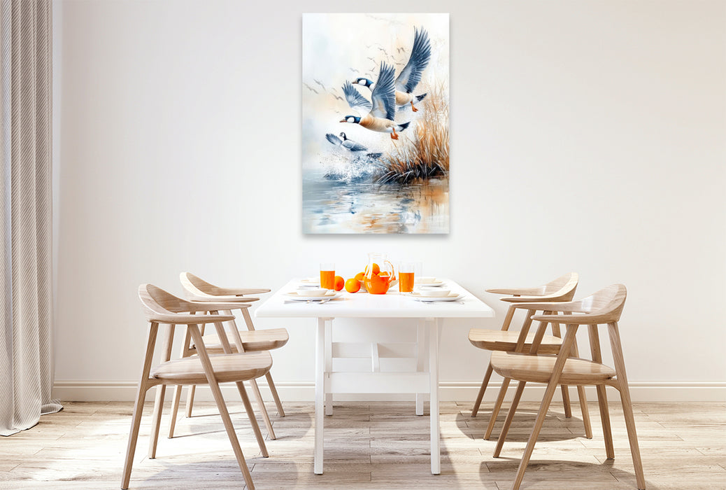 Premium Textil-Leinwand Gänse
