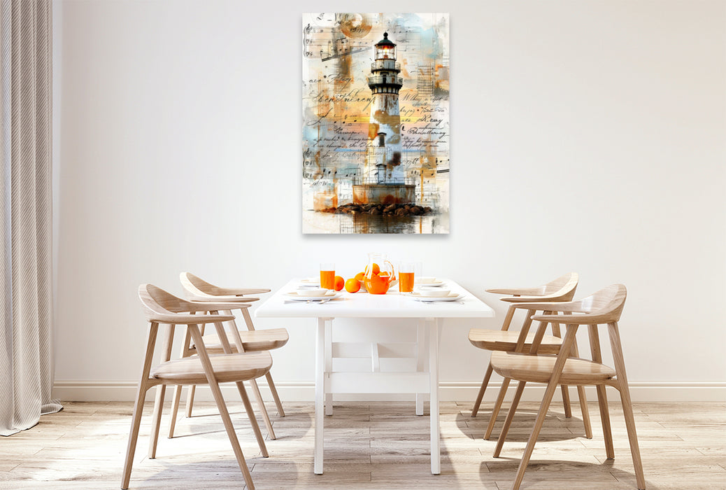 Premium Textil-Leinwand Leuchtturm, Wegweiser des Meeres