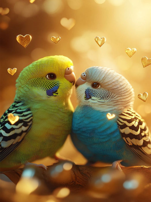 Zwei verliebte Wellensittiche - CALVENDO Foto-Puzzle'