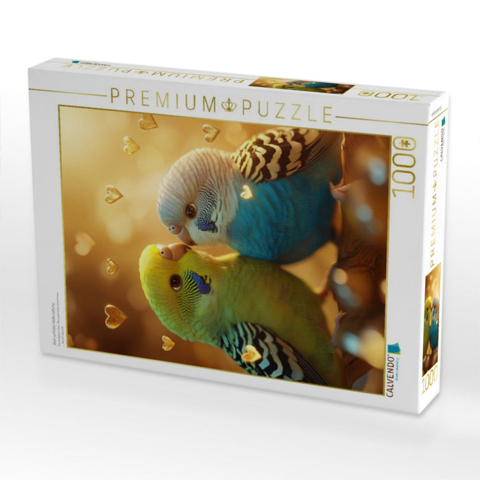 Zwei verliebte Wellensittiche - CALVENDO Foto-Puzzle'
