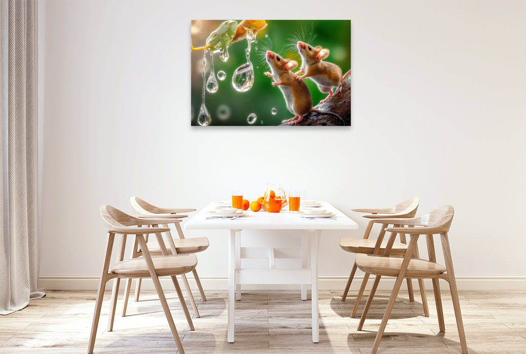 Premium Textil-Leinwand Los, jetzt fangen wir diese dicken Tropfen