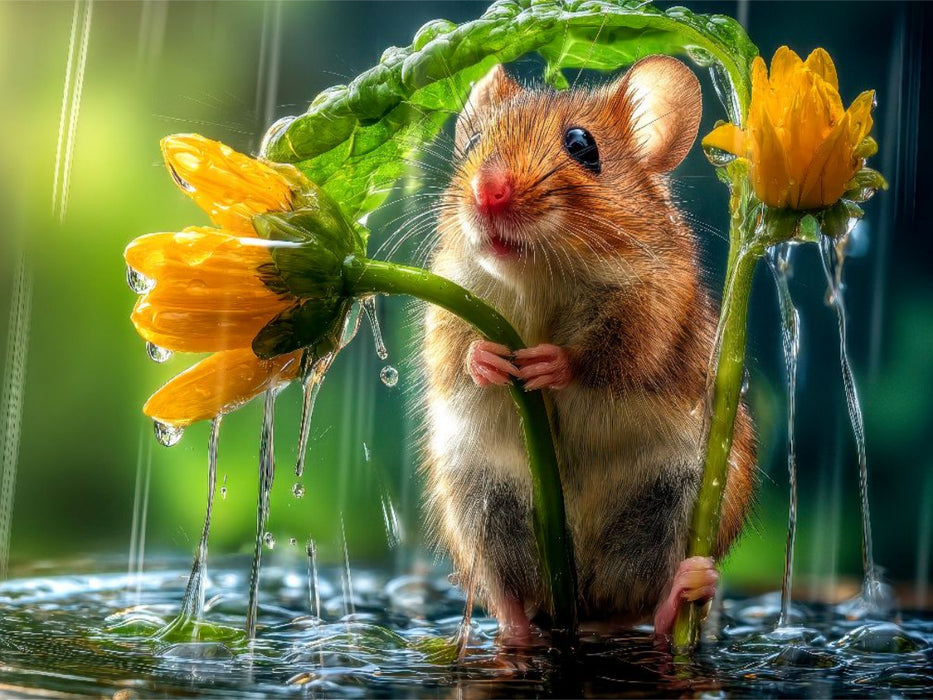 Ganz schön viel Regen für so eine zarte Blume - CALVENDO Foto-Puzzle'