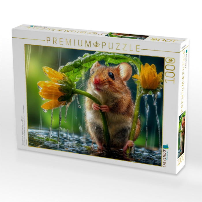 Ganz schön viel Regen für so eine zarte Blume - CALVENDO Foto-Puzzle'